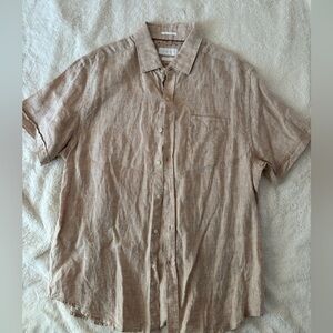 Men's Tan Linen Shirt Porter & Ash XL